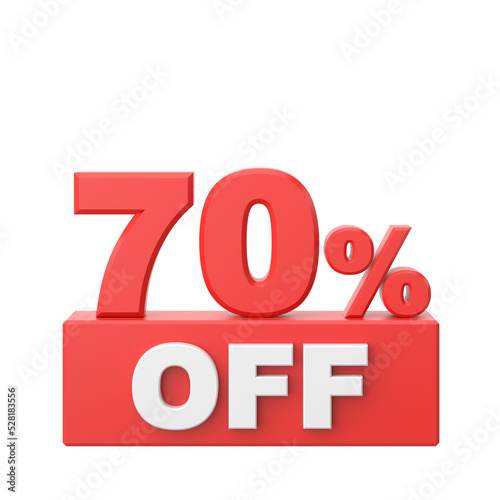 3D seventy percent off. 70% off. Sale banner decoration.