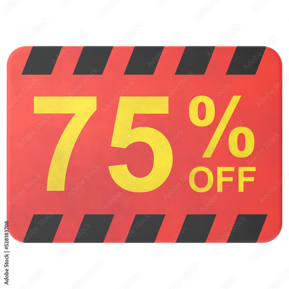 Seventy five percent off. 75% off. Sale badge.