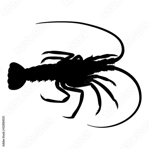 Logo marisco. Silueta de langosta aislado