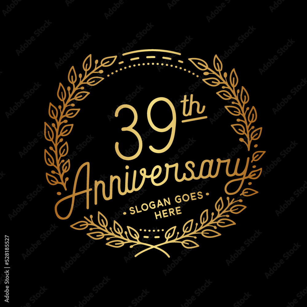 39 years anniversary celebrations design template. 39th logo. Vector and illustrations. 