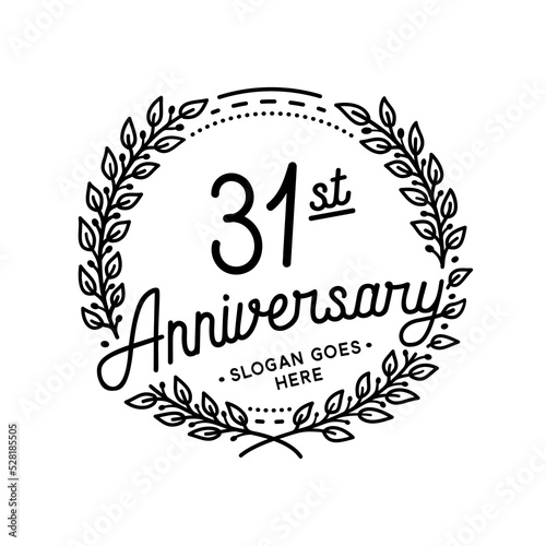 31 years anniversary celebrations design template. 31st logo. Vector and illustrations. 