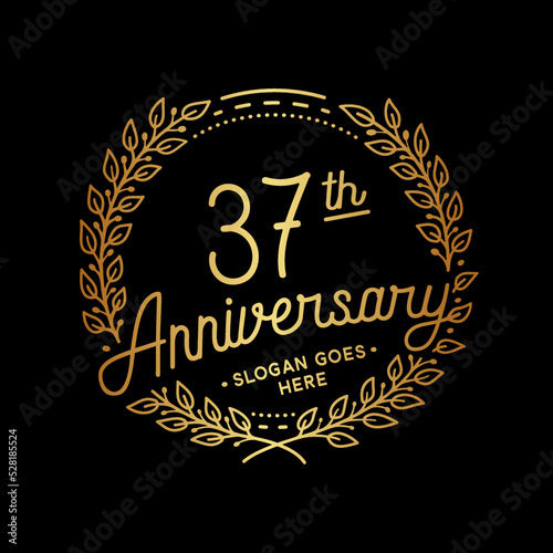 37 years anniversary celebrations design template. 37th logo. Vector and illustrations. 