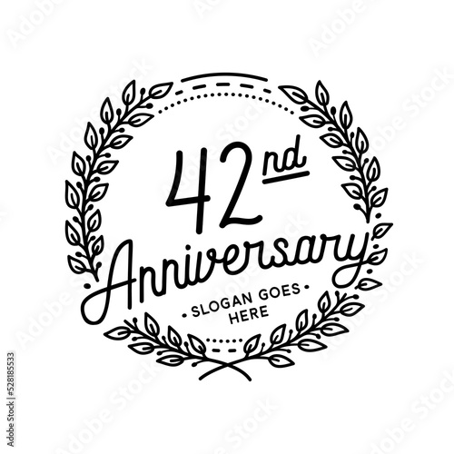 42 years anniversary celebrations design template. 42nd logo. Vector and illustrations. 