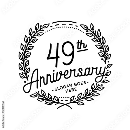 49 years anniversary celebrations design template. 49th logo. Vector and illustrations. 