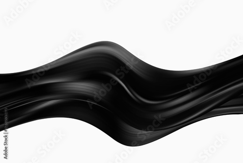 Abstract black flying waves from silk or satin fabric on a white background for a grand opening ceremony, awards, presentation.