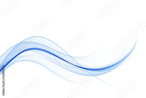Abstract wave design element in blue color, transparent wave flow.
