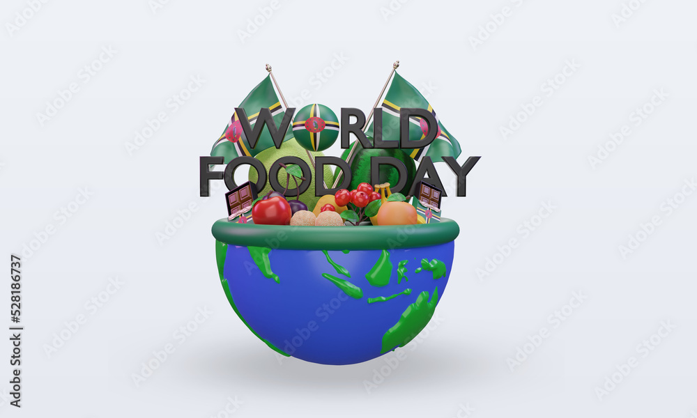 3d World Food Day Dominica rendering front view