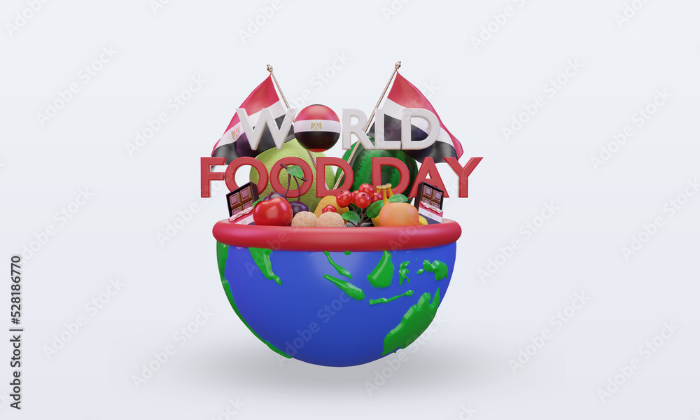 3d World Food Day Egypt rendering front view