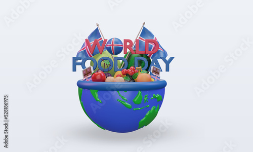 3d World Food Day Iceland rendering front view