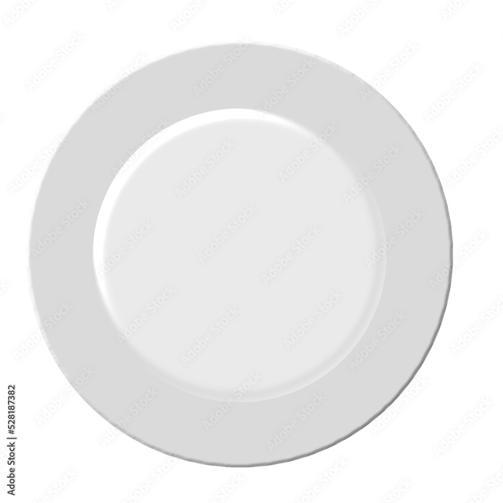 Flat design white plate view from above Flat design white plate view from above