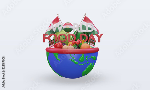 3d World Food Day Tajikistan rendering front view