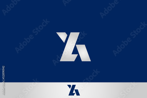 minimal logo design in modern silver color consisting of the letters ya and a