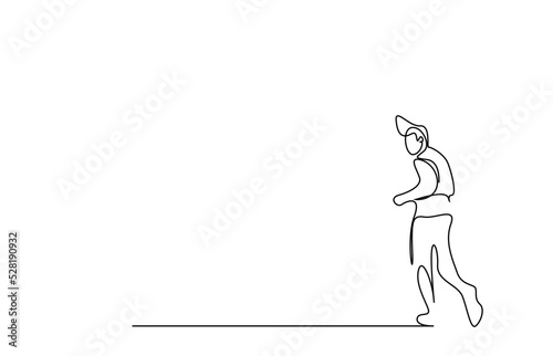 one young person running outside motion concept design simple drawing style