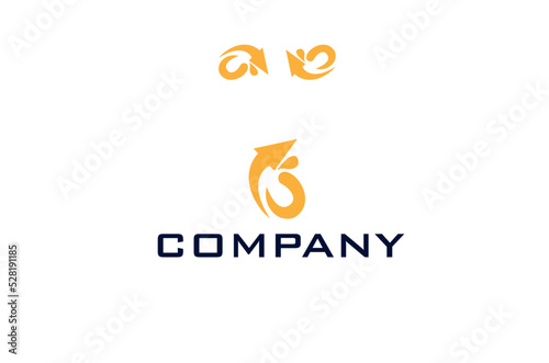 rotating arrow sign inside round logo design letter g concept