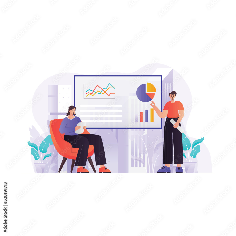 Employees Working On A Project Illustration Concept Employees Working On A Project Illustration Concept