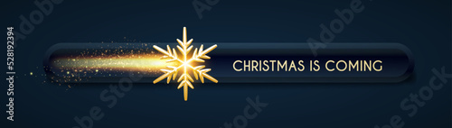 Christmas is comming. Loadign bar with gold sowflake.
