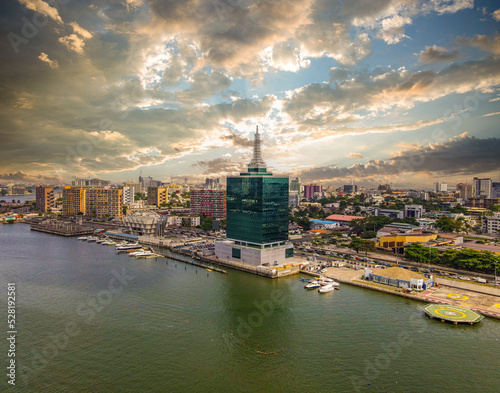 An aerial view of the Lagos Lagoon from the Falomo bridge