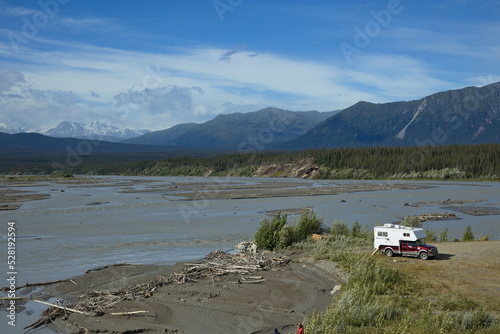 Camping at Donjek River at Alaska Highway in Yukon,Canada,North America
 photo