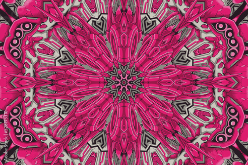 Unique rare and colorful psychedelic surreal Mandala