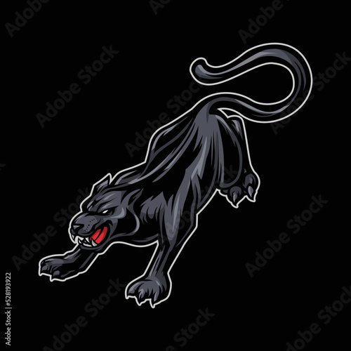 Angry Black Panther Mascot Illustration