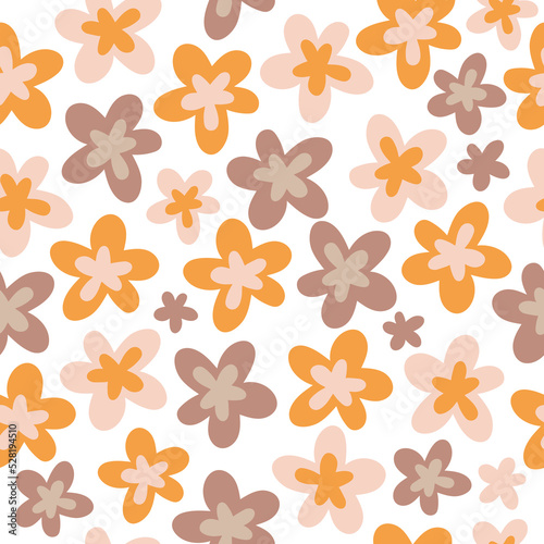Vector seamless pattern with flowers beige color