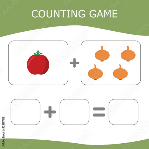 Counting Game for Preschool Children. Worksheet for preschool kids, kids activity sheet, printable worksheet
