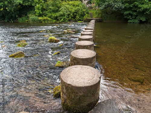 Photo Stepping stones across river Coquet at Rothbury, Northumberland, UK