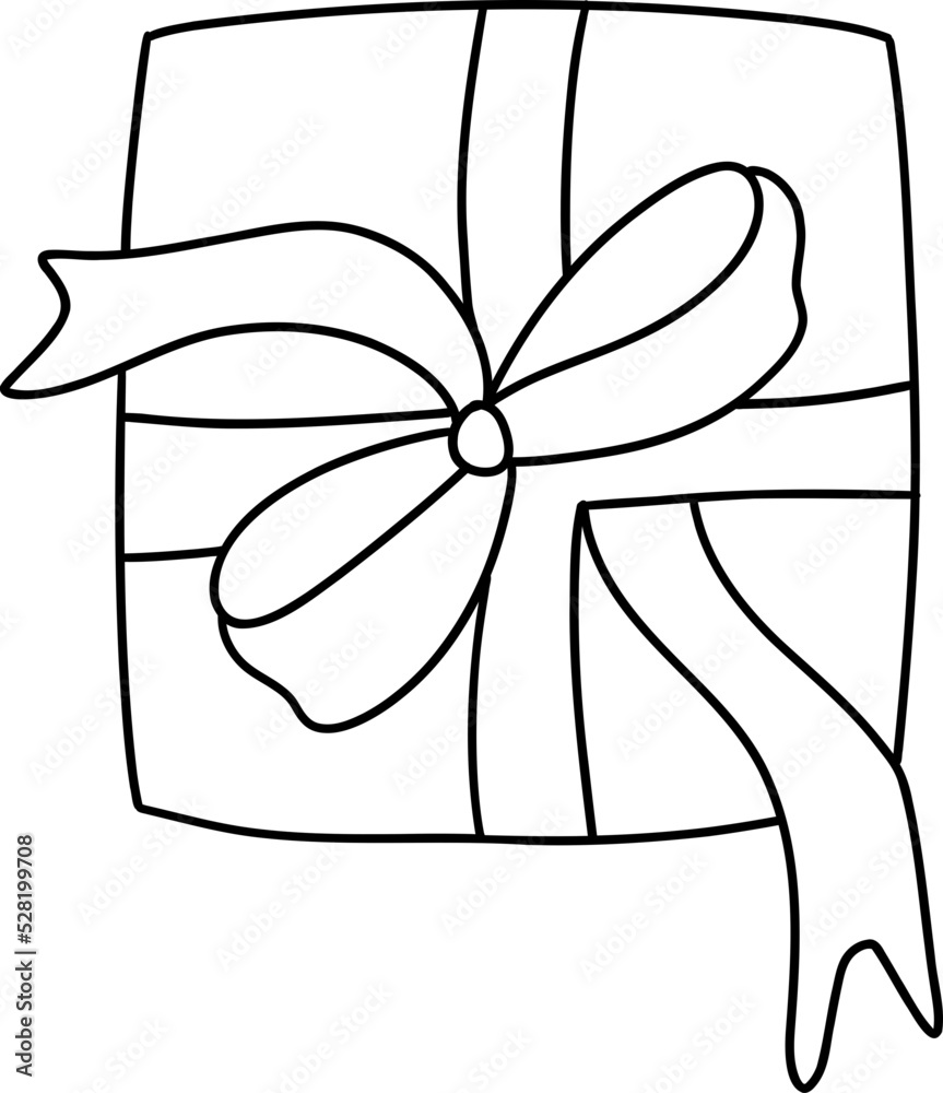 Christmas Gift box, Christmas Decoration, Christmas ornament illustration, Outline design Christmas Gift box, Christmas Decoration, Christmas ornament illustration, Outline design
