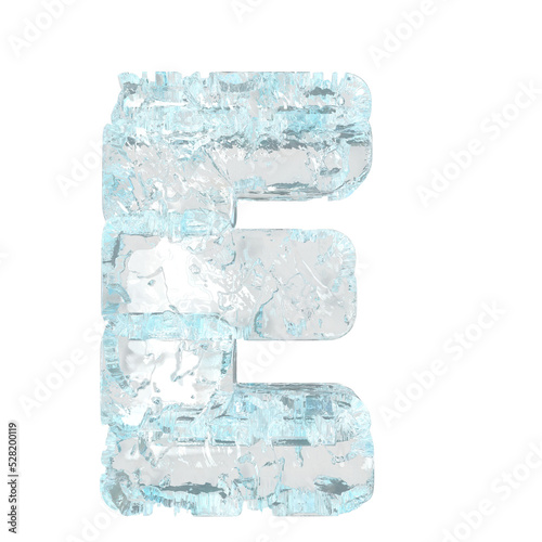 Symbol made of ice. letter e