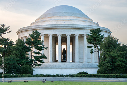 Silhouette of the Thomas Jefferson Statue inside the Jefferson Memorial in Washington, DC (United States of America) photo