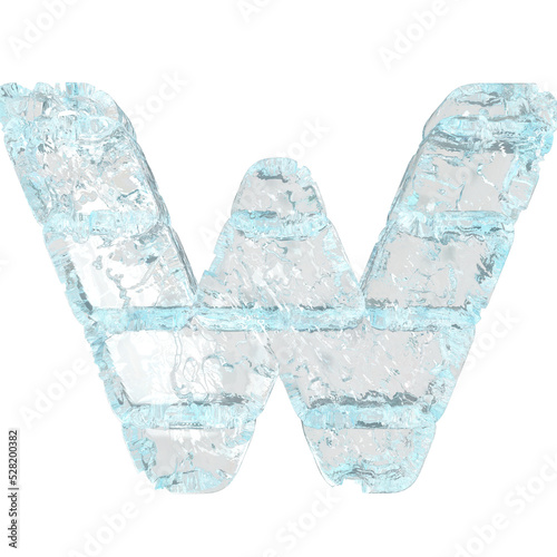 Symbol made of ice. letter w