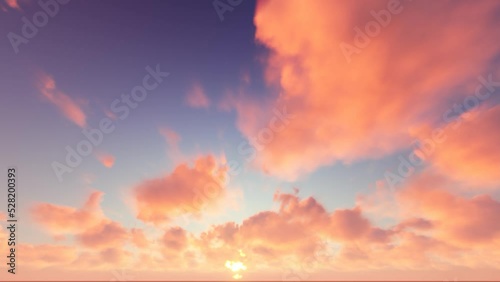 fiery sky and clouds, sunrise or sunset,, computer-generated, perfect for background, 2K photo