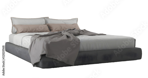 Minimalism gray ivory khaki bedding set, bed, perspective
