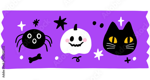Fototapeta Naklejka Na Ścianę i Meble -  Cartoon cute Halloween tape clipart.