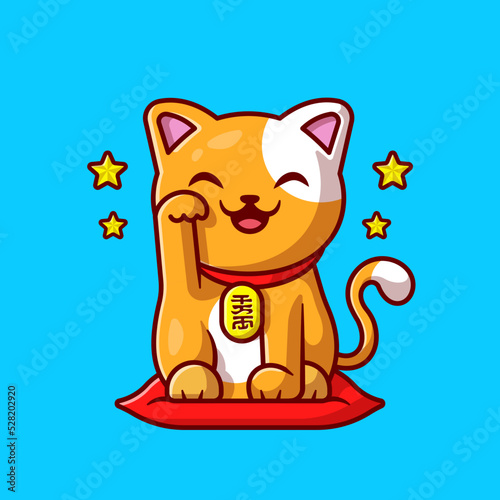 Cute Lucky Cat Cartoon Vector Icon Illustration. Animal
Business Icon Concept Isolated Premium Vector. Flat Cartoon
Style