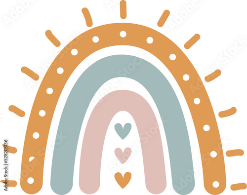Organic Rainbow illustration in bohemian style