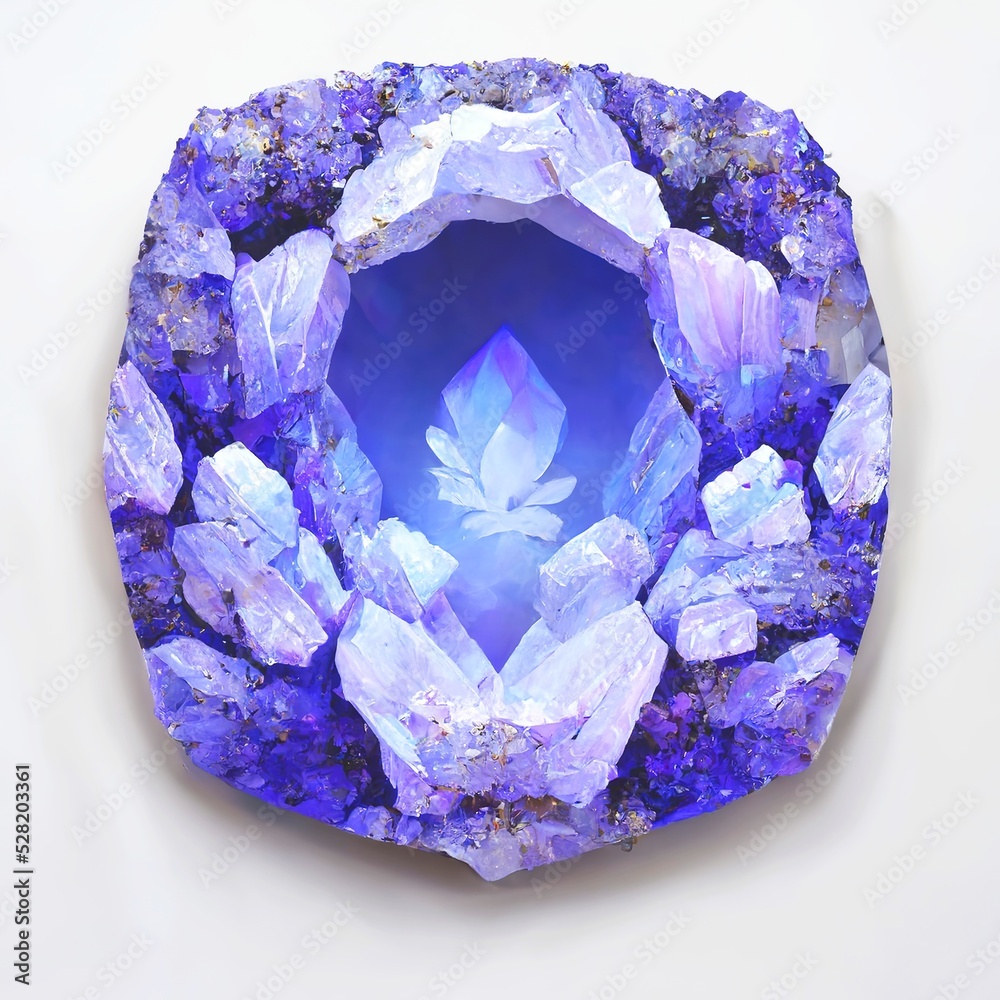 A 3d maded close up of amethyst gem in brooch shape - obrazy, fototapety, plakaty 