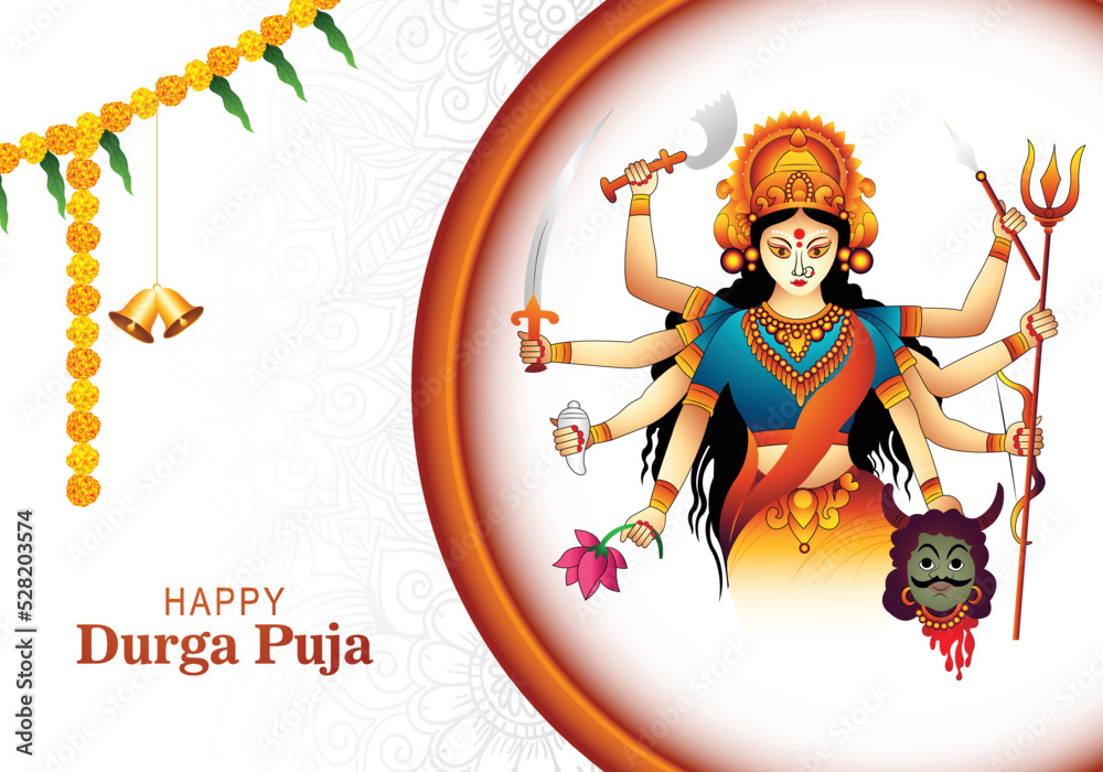Illustration of goddess happy durga puja subh navratri celebration card background Illustration of goddess happy durga puja subh navratri celebration card background