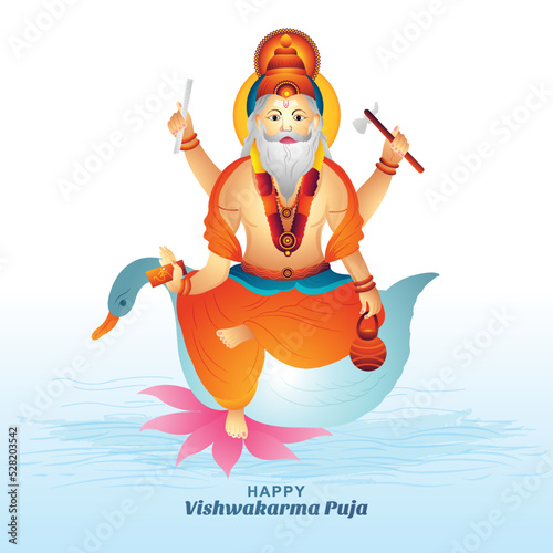 Hindu god vishwakarma puja beautiful celebration card background photo