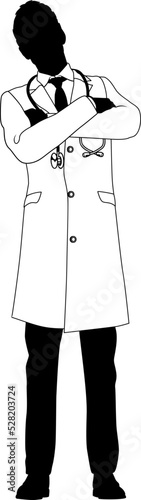 Silhouette doctor man medical healthcare person in a lab coat.