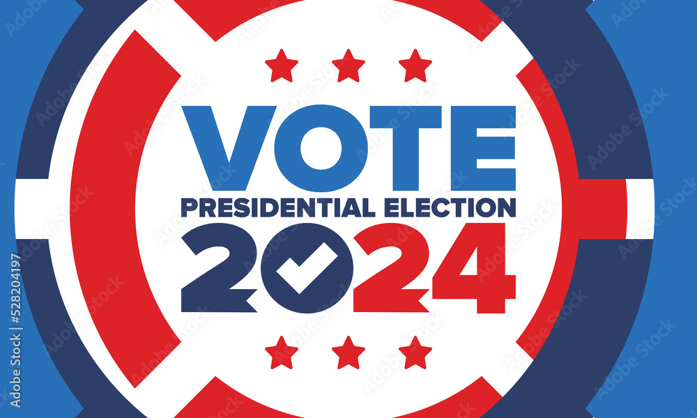 Obraz premium Presidential Election 2024 in United States. Vote day, November 5. US Election. Patriotic american element. Poster, card, banner and background. Vector illustration