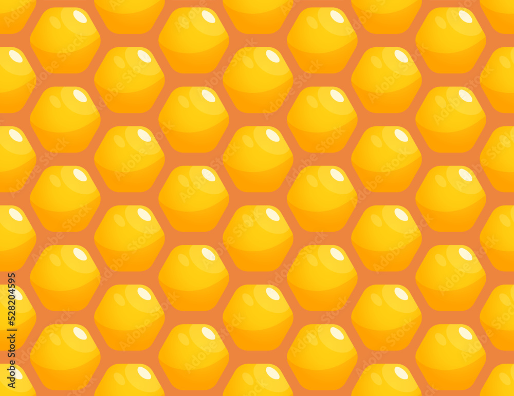Seamless pattern with cartoon bright honeycombs. Ideal for packaging with honey products Seamless pattern with cartoon bright honeycombs. Ideal for packaging with honey products