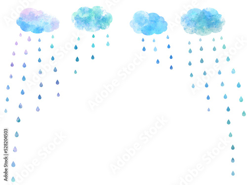 Frame of rain and clouds in watercolor style in light shades