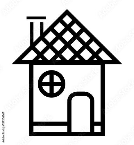 House icon illustration. Black and white, monochrome, simple house exterior illustration. Simple home icon design for your design projects. photo