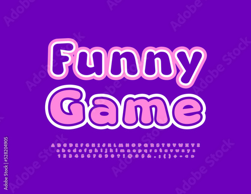 Vector creative Emblem Funny Game. Playful colorful Font. Bright Alphabet Letters and Numbers set