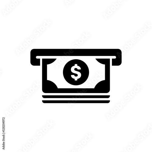 Withdraw Money Icon or Withdrawal of Money Black Icon On White Background. Suitable for all types of media. Like the withdraw icon on applications, websites, and others.