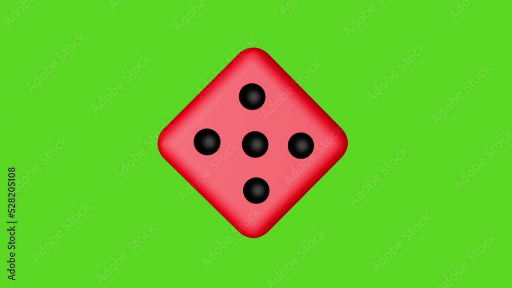 The dice is spinning on the green screen. 3D animation The dice is spinning on the green screen. 3D animation