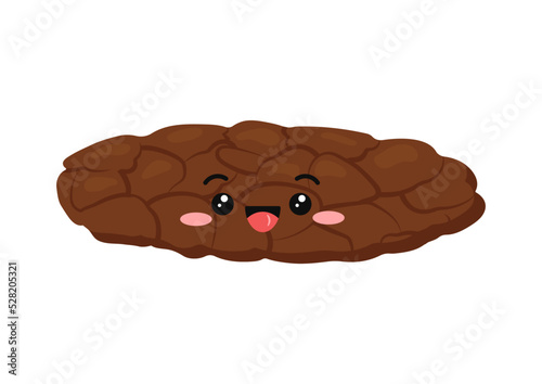 Cute poop excrement for bristol scale chart character suasage shape with cracks.