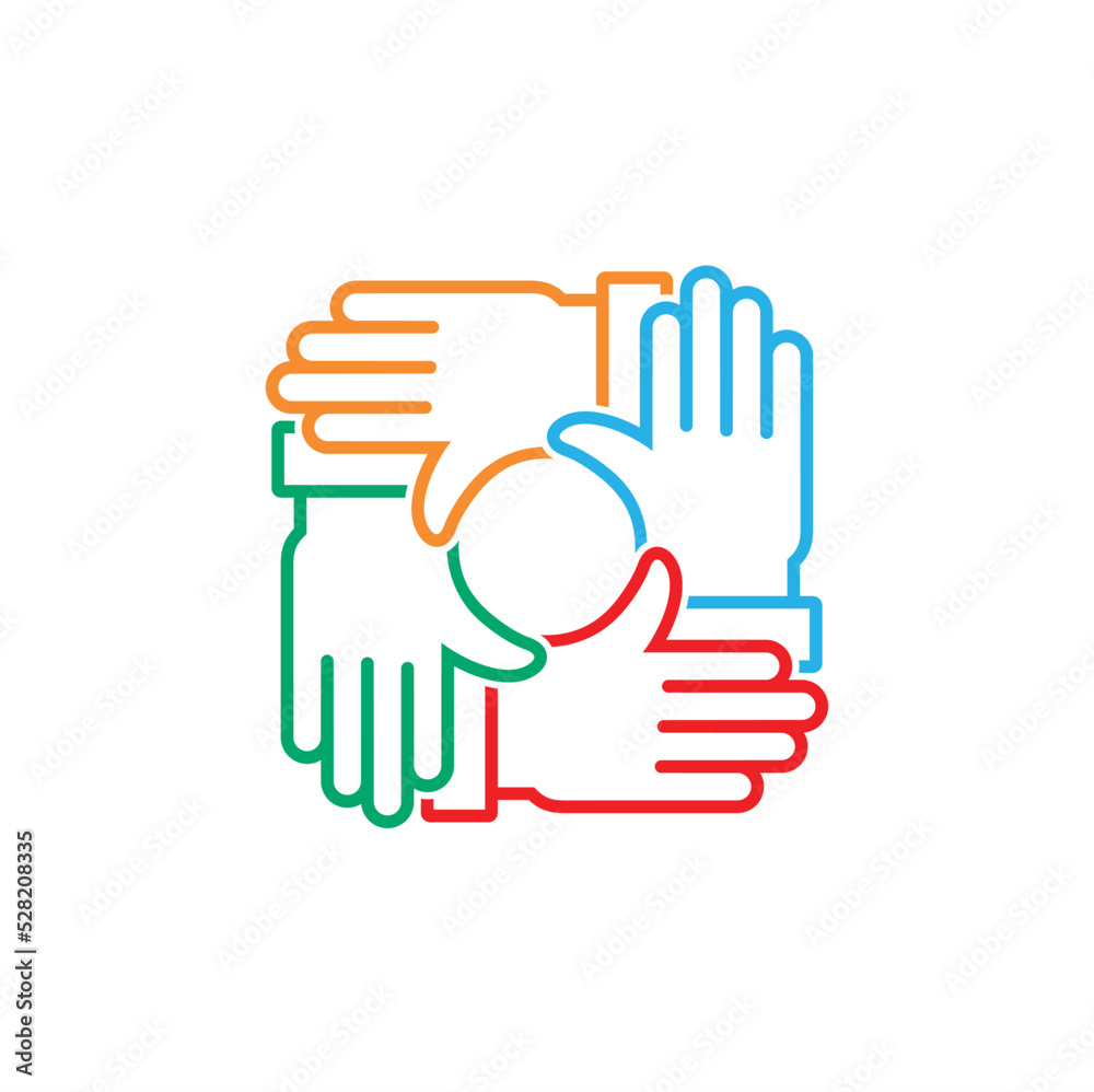 illustration of hands cooperation symbol, vector art.