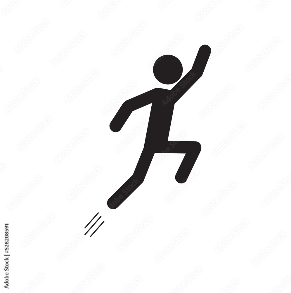 stick man jumping up, sport, human figure, pictogram isolated on white background stick man jumping up, sport, human figure, pictogram isolated on white background